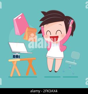 Frau einkaufen online mit Kreditkarte, Idee Konzept mit Cartoon-Design, Vektor-Illustration EPS10 Stock Vektor