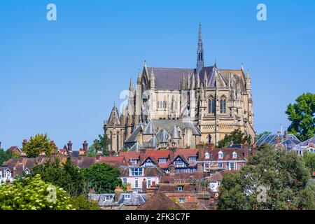 Arundel Kathedrale, eine römisch-katholische Kathedrale mit der Architektur im Stil von Gothic Revival in Arundel, West Sussex, England, UK. Britische Kathedrale. Stockfoto