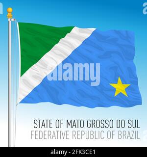 Bundesstaat South Mato Grosso, offizielle Regionalflagge, Brasilien, Vektorgrafik Stock Vektor