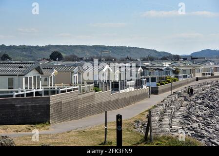 Trecco Bay Holidays, Trecco Bay, Porthcawl, Bridgend, South Wales. Immer mehr Menschen werden einen Aufenthalt oder Urlaub, 2021 Sommer Stockfoto