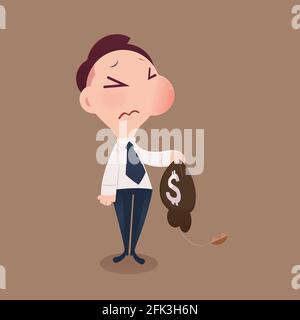 Cartoon Geschäftsmann Verlust Geld, Vektor und Illustration. Stock Vektor