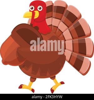 Thanksgiving truthahn mit Nussikone. Karikatur von Thanksgiving türkei mit Mutter Vektor-Symbol für Web-Design isoliert auf weißem Hintergrund Stock Vektor