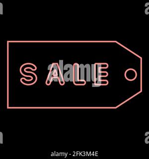 Neon Label Verkauf ist es die rote Farbe Vektor Illustration Flaches, helles Bild Stock Vektor