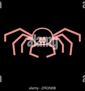 Neon Spinne ist es die rote Farbe Vektor Illustration flach Helle Bilder stilbilde Stock Vektor