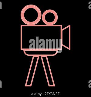 Neon Kinematograph ist es die rote Farbe Vektor Illustration flach Helle Bilder stilbilde Stock Vektor