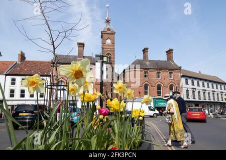 Das Marktgebiet im Zentrum von Louth, Lincolnshire. Stockfoto