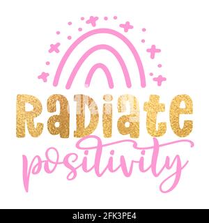 Strahlende Positivität - niedliche Regenbogendekoration. Kleiner Regenbogen im skandinavischen nordischen Stil, Poster für Kinderzimmer, Grußkarten, Kinder und Baby-Klo Stock Vektor