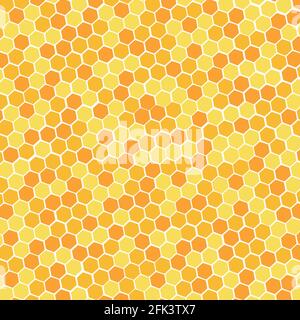 Honighintergrund mit Bienen, die an einer Honigwabe arbeiten, Vektor Stock Vektor