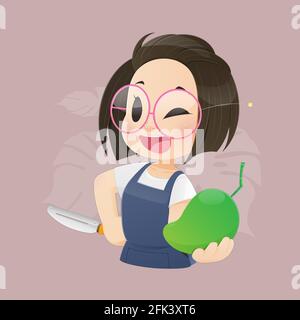 Illustration professioneller Friseur mit Haartrockner und Schere. Flache Figur Cartoon-Design. Stock Vektor