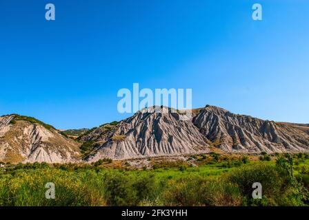 Lunarartige Badlands in der Nähe von Aliano, Basilikata, Italien, Europa Stockfoto