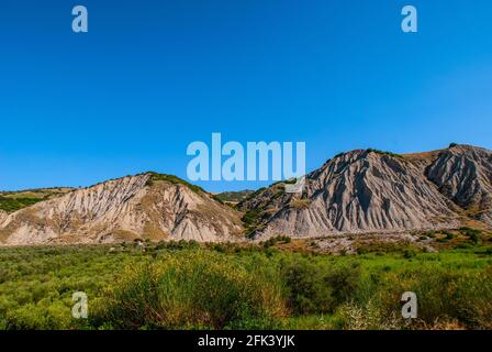 Lunarartige Badlands in der Nähe von Aliano, Basilikata, Italien, Europa Stockfoto