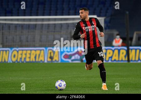 Theo Hernandez vom AC Mailand in Aktion gesehen während der Italienische Fußballmeisterschaft Liga EIN 2020/2021 Spiel zwischen SS / LM Stockfoto