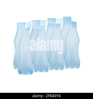 Abgepacktes Wasser in Plastikverpackung. Vektor- und Illustrationsdesign Stock Vektor