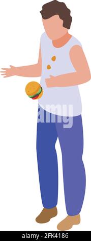Symbol für eine Person ohne Burger. Isometrisches Vektor-Symbol für Burger-sorglose Person für Webdesign isoliert auf weißem Hintergrund Stock Vektor