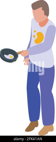 Symbol für einen achtlosen Mann mit Spiegelei. Isometrisch von gebratenen Ei sorglos Mann Vektor-Symbol für Web-Design isoliert auf weißem Hintergrund Stock Vektor