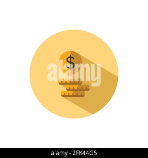 Bargeld. Dollarmünzen. Flaches Farbsymbol in einem Kreis. Commerce Vektorgrafik Stock Vektor