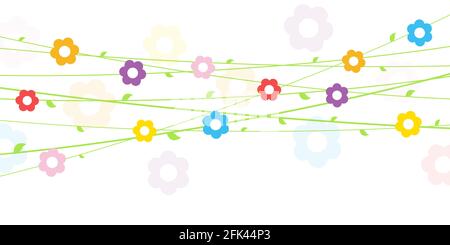 EPS 10 Vektor-Datei Hintergrund mit Blumen auf Strings für Frühling in verschiedenen Farben für ostern und frische Konzepte Stock Vektor