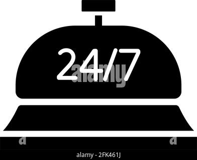 24-Stunden-Concierge-Service, schwarzes Glyphen-Symbol Stock Vektor