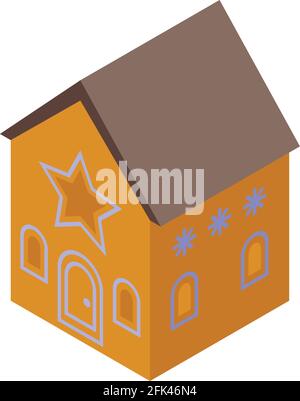 Festliche Ikone des Lebkuchenhauses. Isometrisches Vektor-Symbol für festliches Lebkuchenhaus für Webdesign auf weißem Hintergrund isoliert Stock Vektor