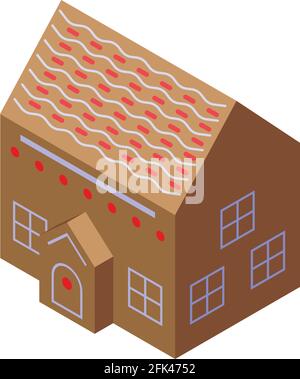 Geschenk Lebkuchenhaus Ikone. Isometrische Geschenk Lebkuchenhaus Vektor-Symbol für Web-Design isoliert auf weißem Hintergrund Stock Vektor
