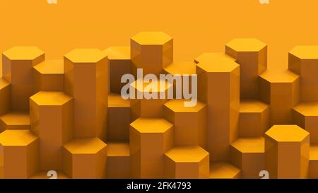 Gelbes Hexagon Muster Hintergrund. 3D-Rendering. Stockfoto