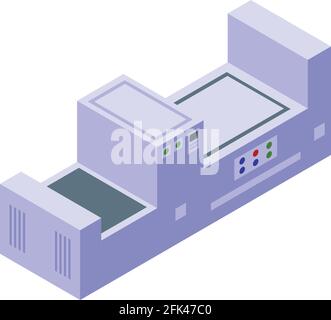 Symbol für Papierproduktionsgeräte. Isometrisches Vektor-Symbol für Papierproduktionsgeräte für Webdesign isoliert auf weißem Hintergrund Stock Vektor