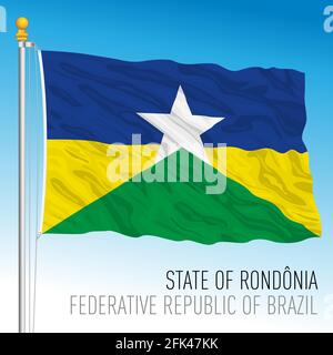 Bundesstaat Rondonia, offizielle Regionalflagge, Brasilien, Vektorgrafik Stock Vektor