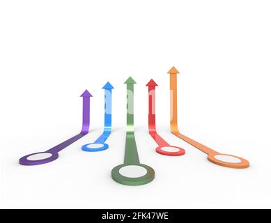 Bunte Pfeil. Wachsende Unternehmen Konzept. 3D-Rendering. Stockfoto