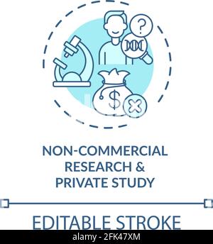 Nicht-kommerzielle Forschung, privates Studienkonzept Icon Stock Vektor
