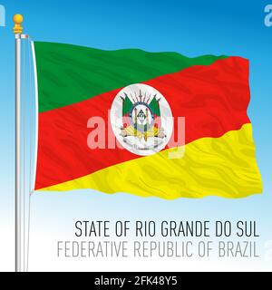 Bundesstaat Rio Grande do Sul, Süd Rio Grande, offizielle Regionalflagge, Brasilien, Vektorgrafik Stock Vektor