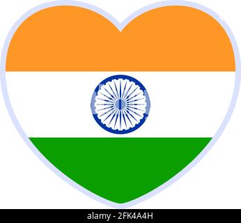 indien Flagge in Form eines Herzens. Symbol flaches Herz Symbol der Liebe auf der Hintergrund-Nationalflagge. Vektorgrafik. Stock Vektor
