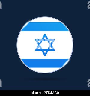 symbol für die schaltfläche „kreis“ der israelischen Nationalflagge. Einfache Flagge, offizielle Farben und Proportionen richtig. Flache Vektorgrafik. Stock Vektor
