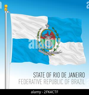 Bundesstaat Rio de Janeiro, offizielle Regionalflagge, Brasilien, Vektorgrafik Stock Vektor
