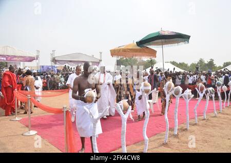 Otunba Gani Adams, die als 15. Installiert werden, sind Ona Kankanfo aus Yoruba Land von Alaafin aus Oyo, Oba Lamidi Adeyemi III, Oyo State Nigeria. Stockfoto