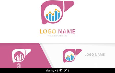 Kombination aus Vector Liver und Graph-Logo. Einzigartige Designvorlage für das interne Organlogo. Stock Vektor