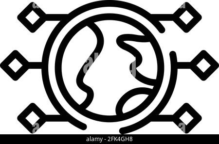 Big-Data-Welt-Symbol. Umriss Big Data World Vektor-Symbol für Web-Design isoliert auf weißem Hintergrund Stock Vektor