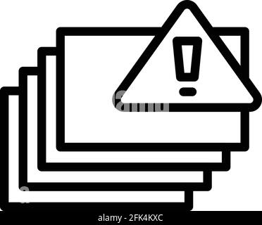 Warnung: Druckbögen-Symbol. Umrisswarnung Drucken von Bögen Vektorsymbol für Webdesign isoliert auf weißem Hintergrund Stock Vektor