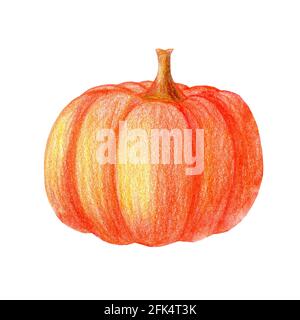 Niedliche Aquarell Kürbis Illustration. Handgezeichnete bunte Herbst Hygge Ernte Halloween Stockfoto