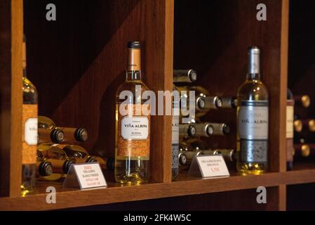 Logroño, Spanien: 2021. April 26: Innenraum der Bodegas Riojanas Winery am bewölkten Tag in der Stadt Cenicero in Spanien. Stockfoto