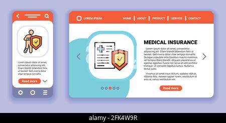Webbanner für Versicherungen und Mobile App Kit. Vektordarstellung. Kreatives Ideenkonzept. Stock Vektor