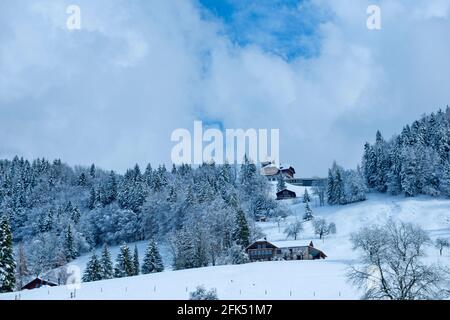 Schweiz, Waadt, Waadt, hiver, Winter, neige, Schnee, Souloup, Vallon de Villard, montagnes, Berge, Berge, Maisons, Häuser, Häuser *** Loc Stockfoto