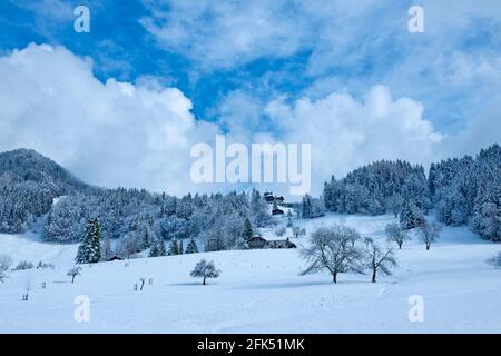 Schweiz, Waadt, Waadt, hiver, Winter, neige, Schnee, Souloup, Vallon de Villard, montagnes, Berge, Berge, Maisons, Häuser, Häuser *** Loc Stockfoto