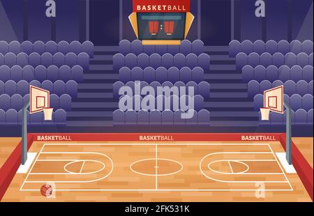 Basketballplatz Arena Stadion, Cartoon leeren Halle Feld Basketball-Team-Spiel zu spielen Stock Vektor