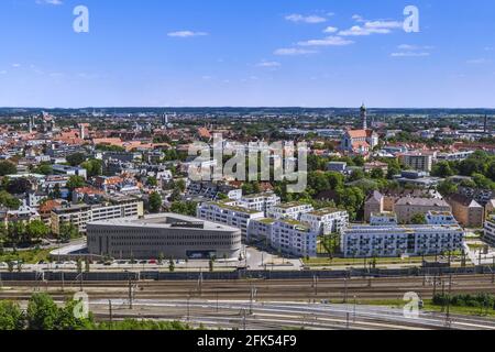 Blick nach Augsburg rund um die Gögginger Brücke Stockfoto