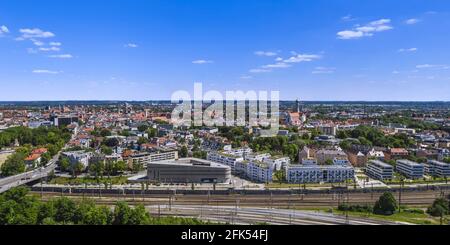 Blick nach Augsburg rund um die Gögginger Brücke Stockfoto