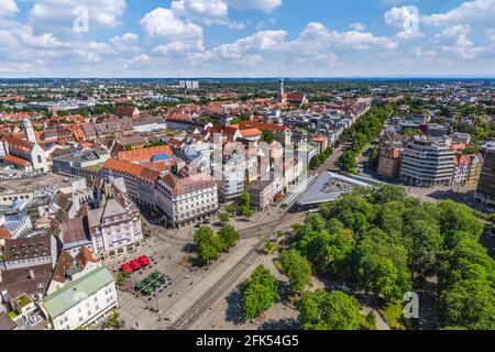 Blick auf die Innenstadt von Augsburg Stockfoto