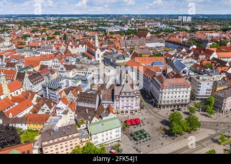 Blick auf die Innenstadt von Augsburg Stockfoto