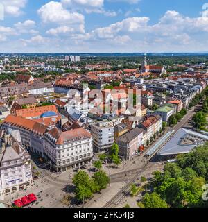 Blick auf die Innenstadt von Augsburg Stockfoto