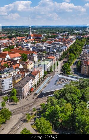 Blick auf die Innenstadt von Augsburg Stockfoto