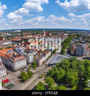 Blick auf die Innenstadt von Augsburg Stockfoto